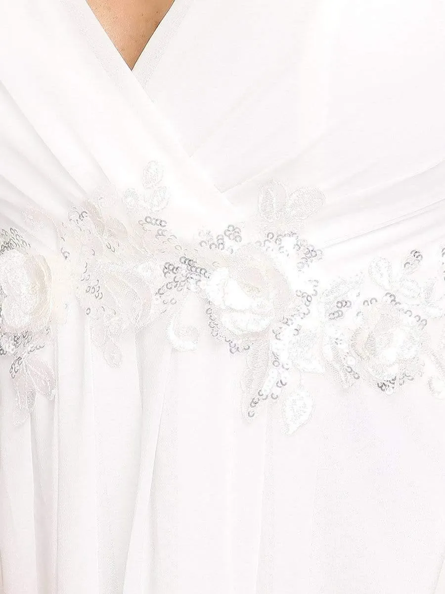 Iris | Elegant Chiffon V-Neckline Long Sleeve Formal Evening Dress
