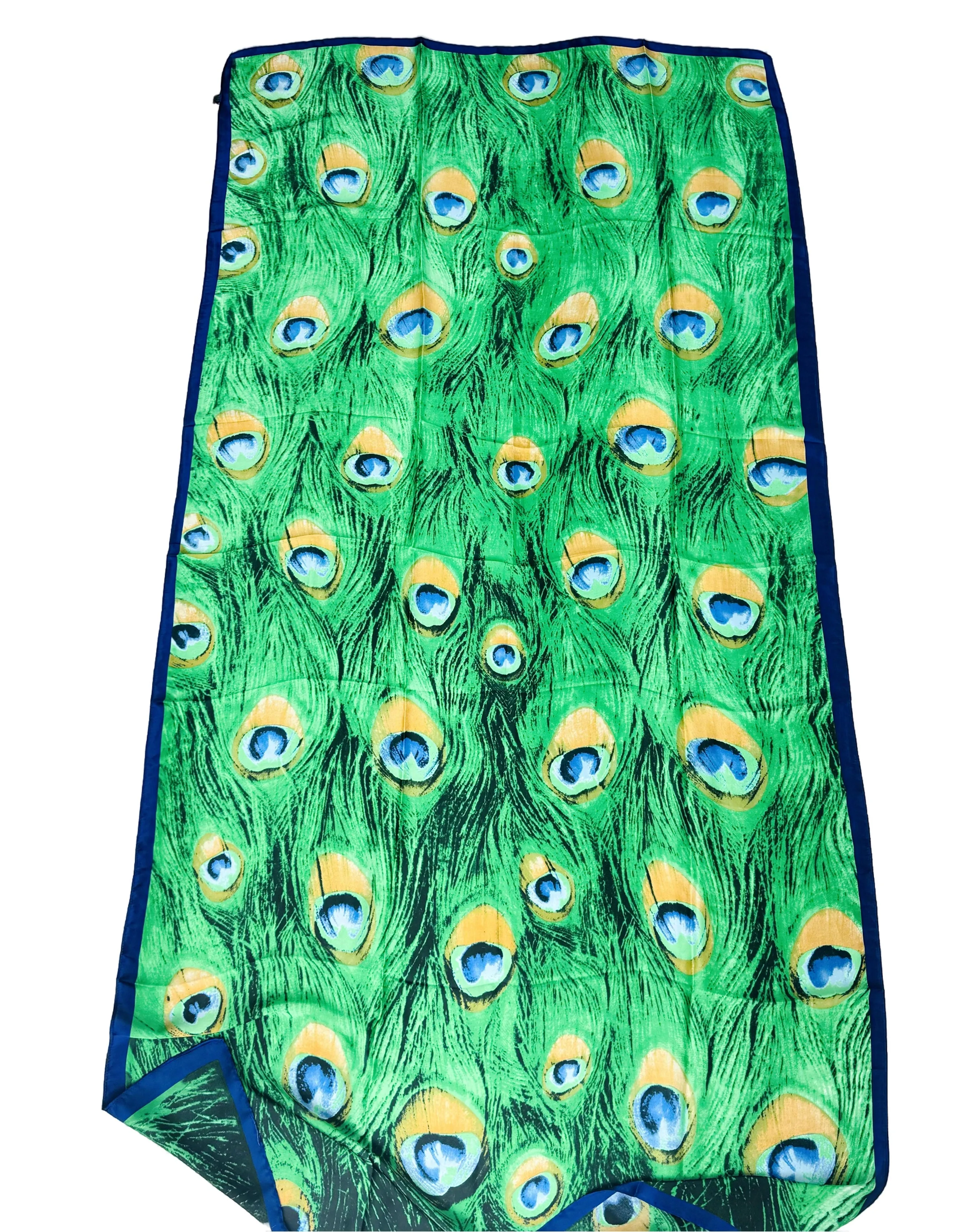 JC023332 Green-Multi Peacock Feather Scarf/Shawl