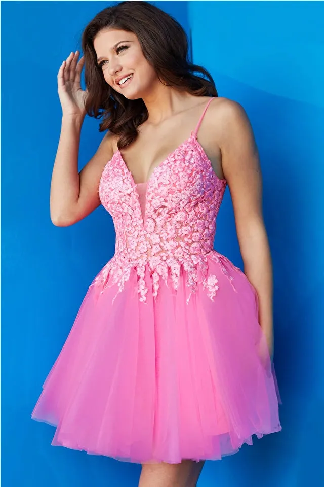 Jovani - 08273 - Floral Fit and Flare Cocktail Dress