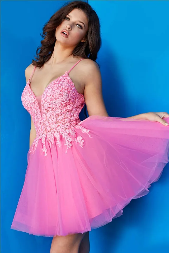 Jovani - 08273 - Floral Fit and Flare Cocktail Dress