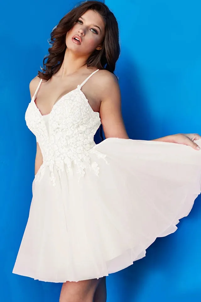 Jovani - 08273 - Floral Fit and Flare Cocktail Dress