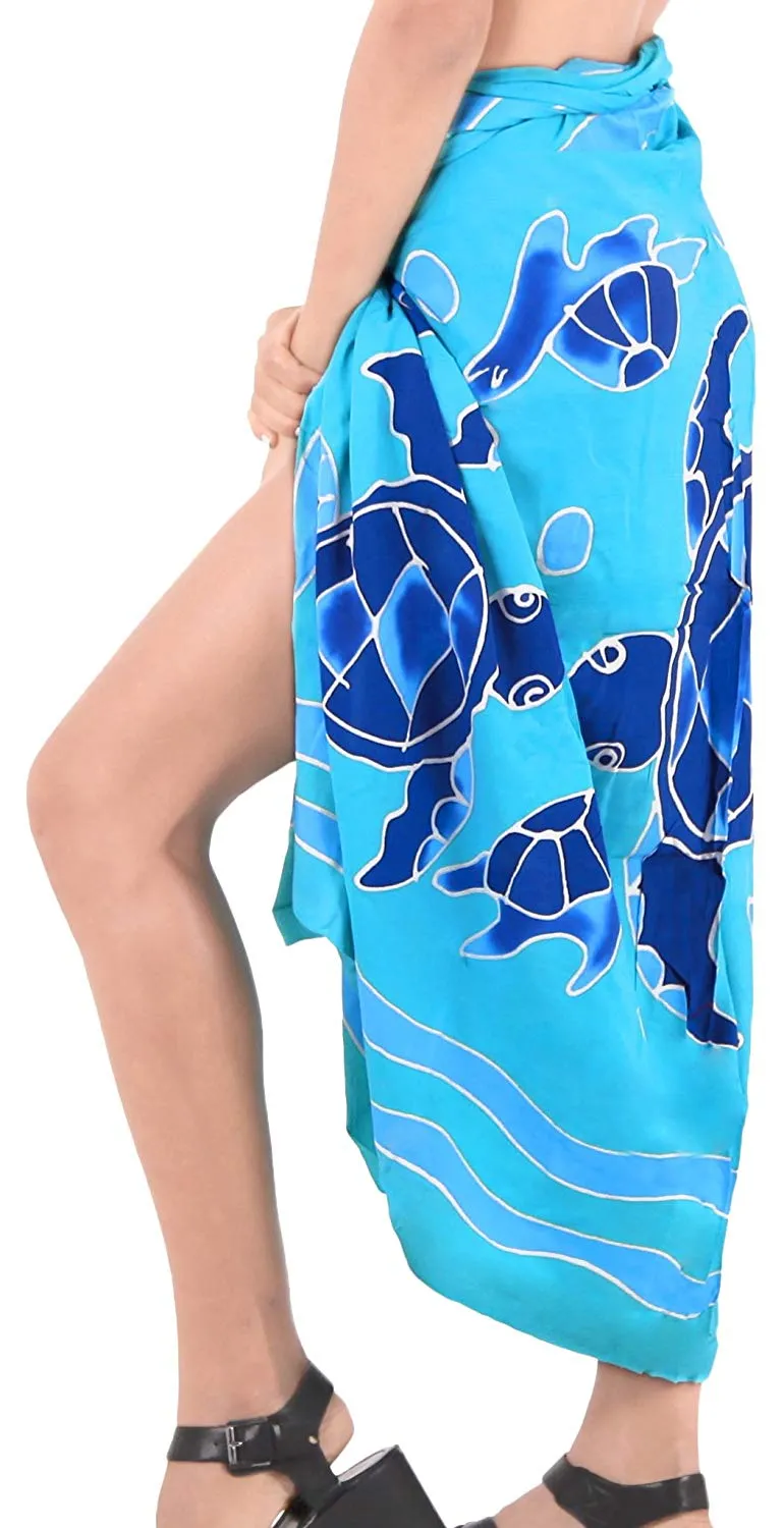 LA LEELA Swimsuit Cover-Up Sarong Beach Wrap Skirt Hawaiian Sarongs for Women Plus Size Large Maxi EA