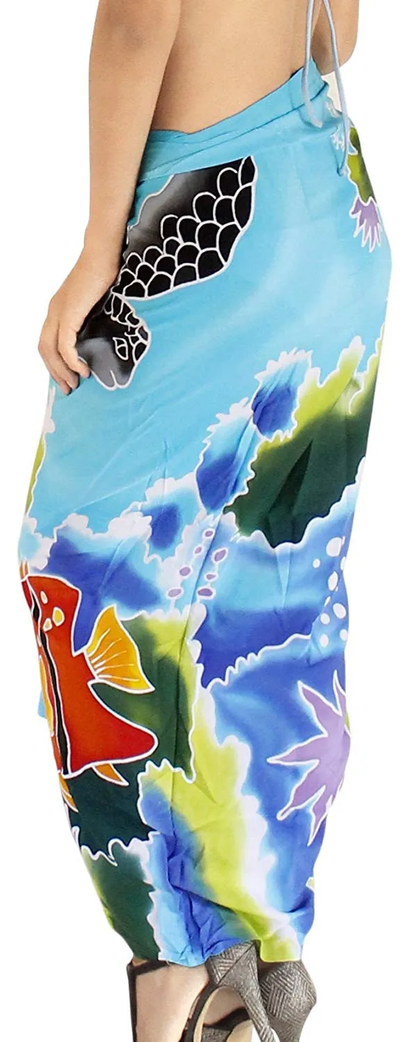 LA LEELA Swimsuit Cover-Up Sarong Beach Wrap Skirt Hawaiian Sarongs for Women Plus Size Large Maxi EA