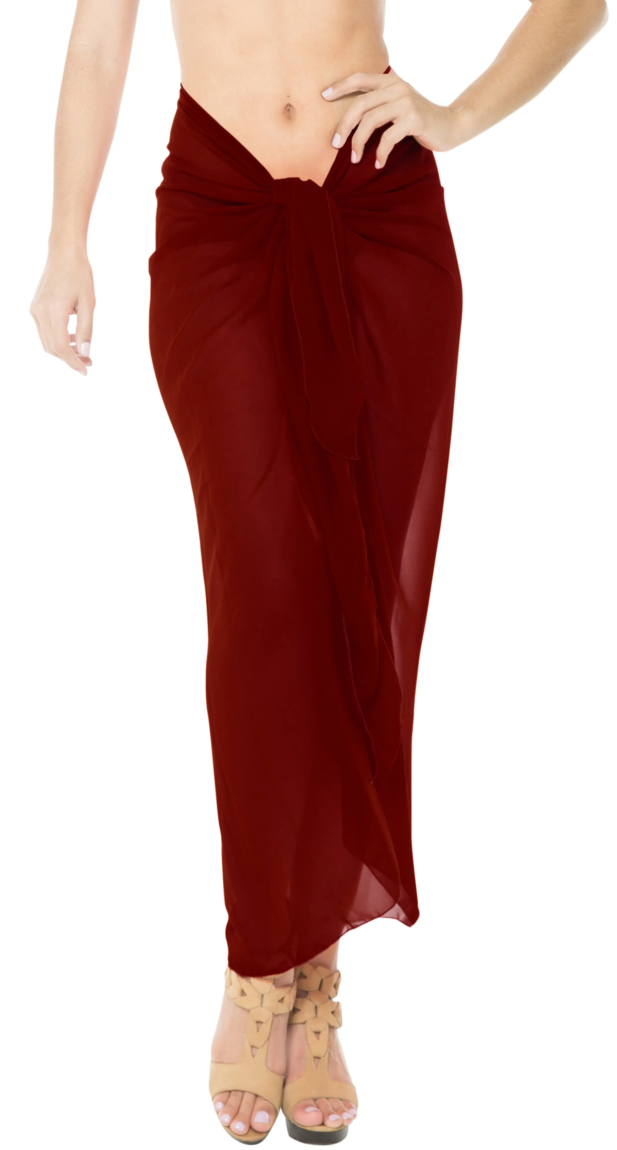 LA LEELA Women's Pareo Beach Swimwear Wrap Bikini Sarong 78"x42" Maroon_G175