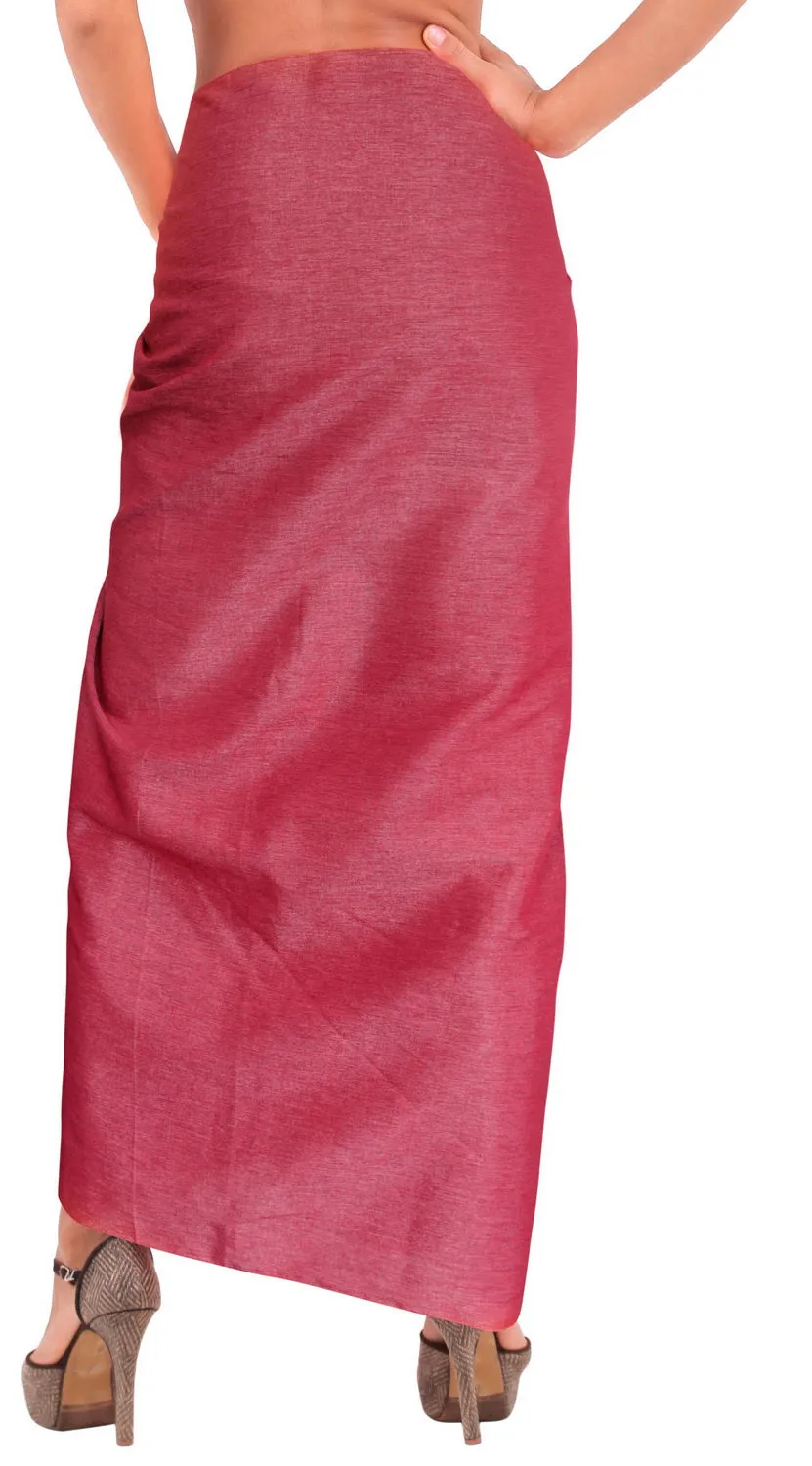 LA LEELA Women's Swimwear Cover Up Beach Sarong Swimsuit Wrap One Size Red_D748