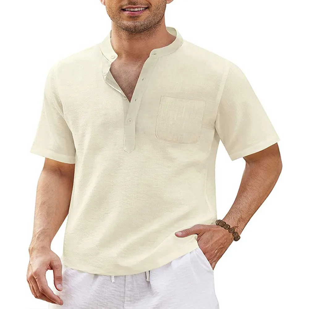Men's Cotton Linen | Casual Short Sleeve Shirt
