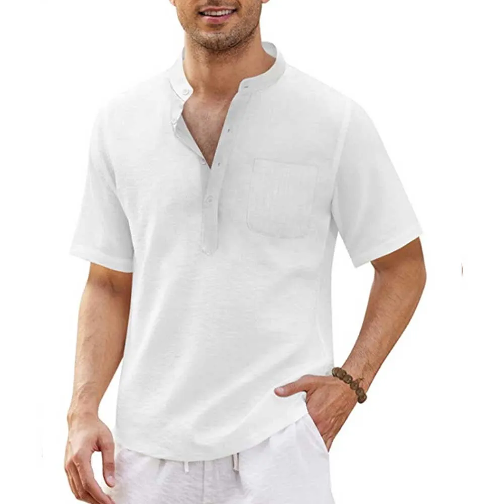 Men's Cotton Linen | Casual Short Sleeve Shirt