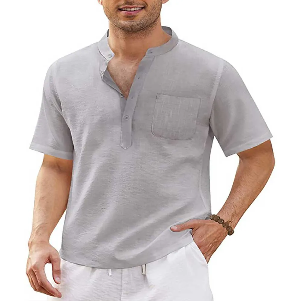 Men's Cotton Linen | Casual Short Sleeve Shirt