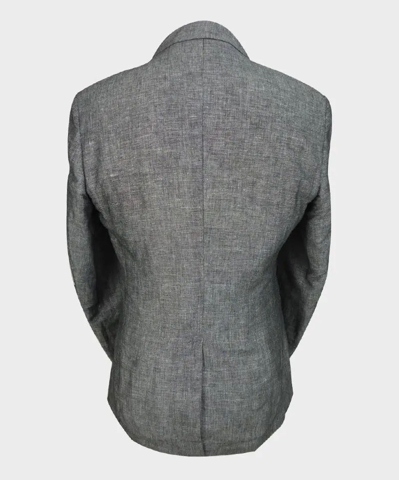 Men's Slim Fit Linen Blazer - ETHAN - Charcoal Black