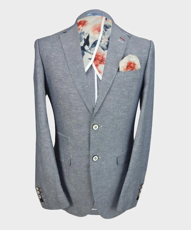 Men's Slim Fit Linen Blazer - ETHAN - Pale Blue