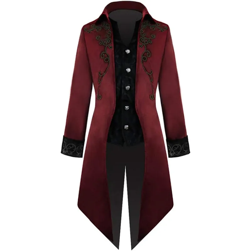Men's Steampunk Vintage Tailcoat Gothic Victorian Frock Coat Halloween Costume