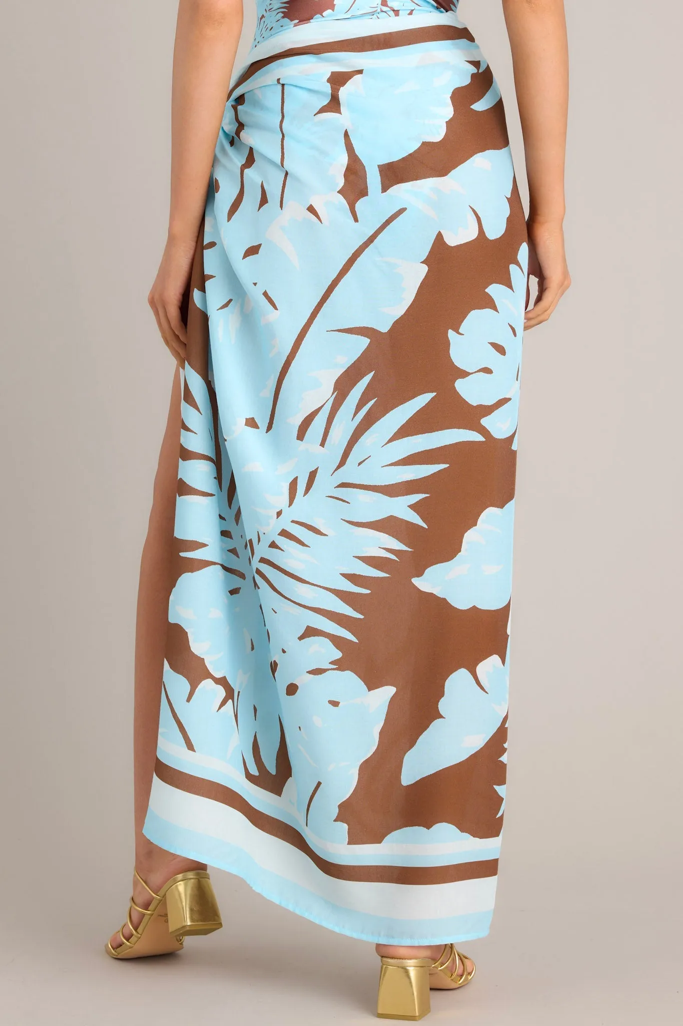 MINKPINK Tiki Light Blue & Brown Sarong