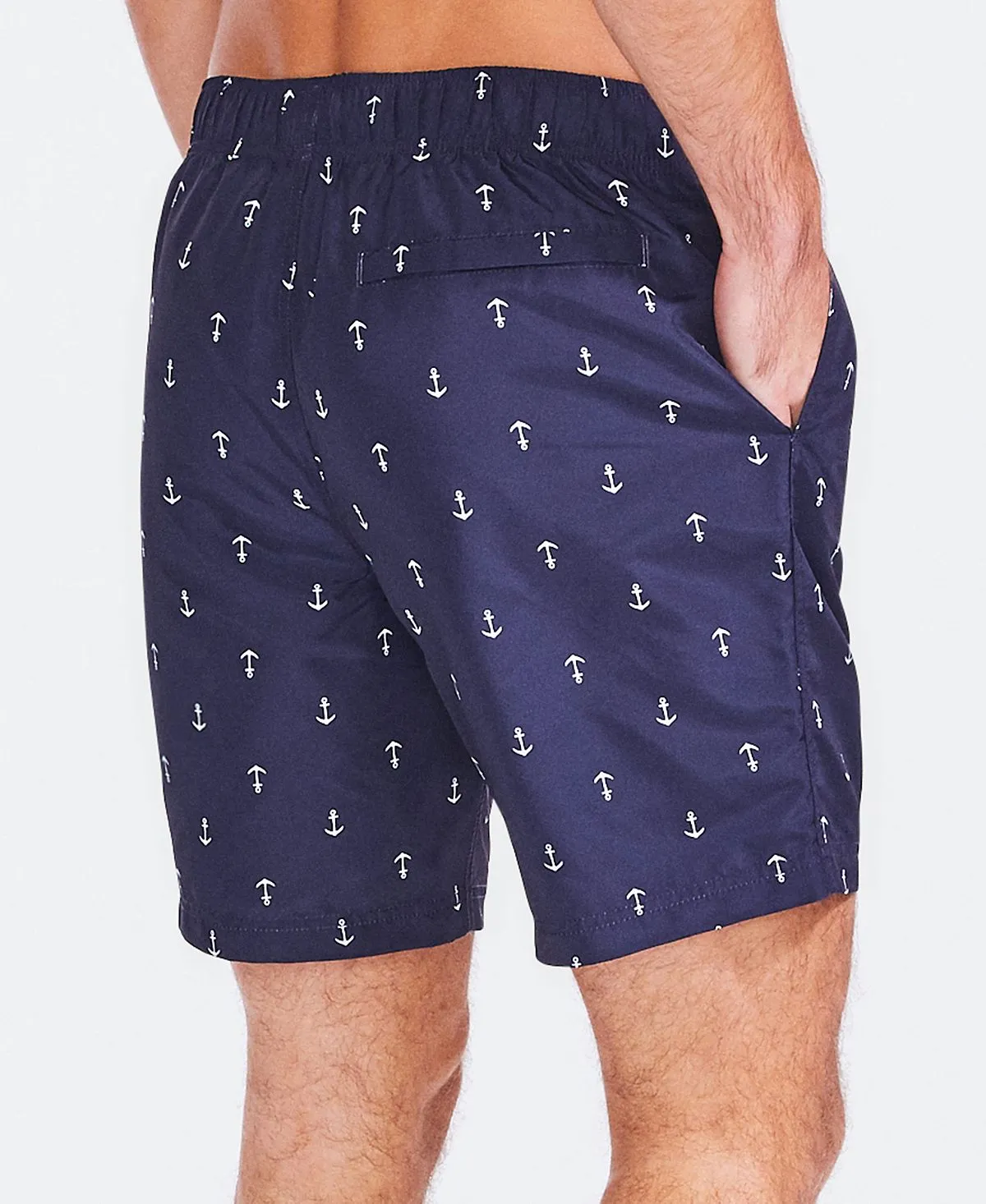 Nautica Men's 8" Anchor Print Quick Dry Swimming Trunks, Blue