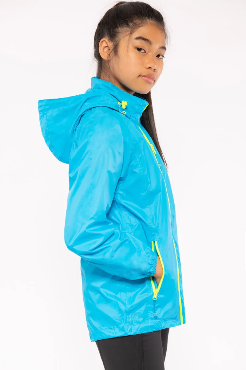 Origin Mini Packable Waterproof Kids Jacket - Neon Blue