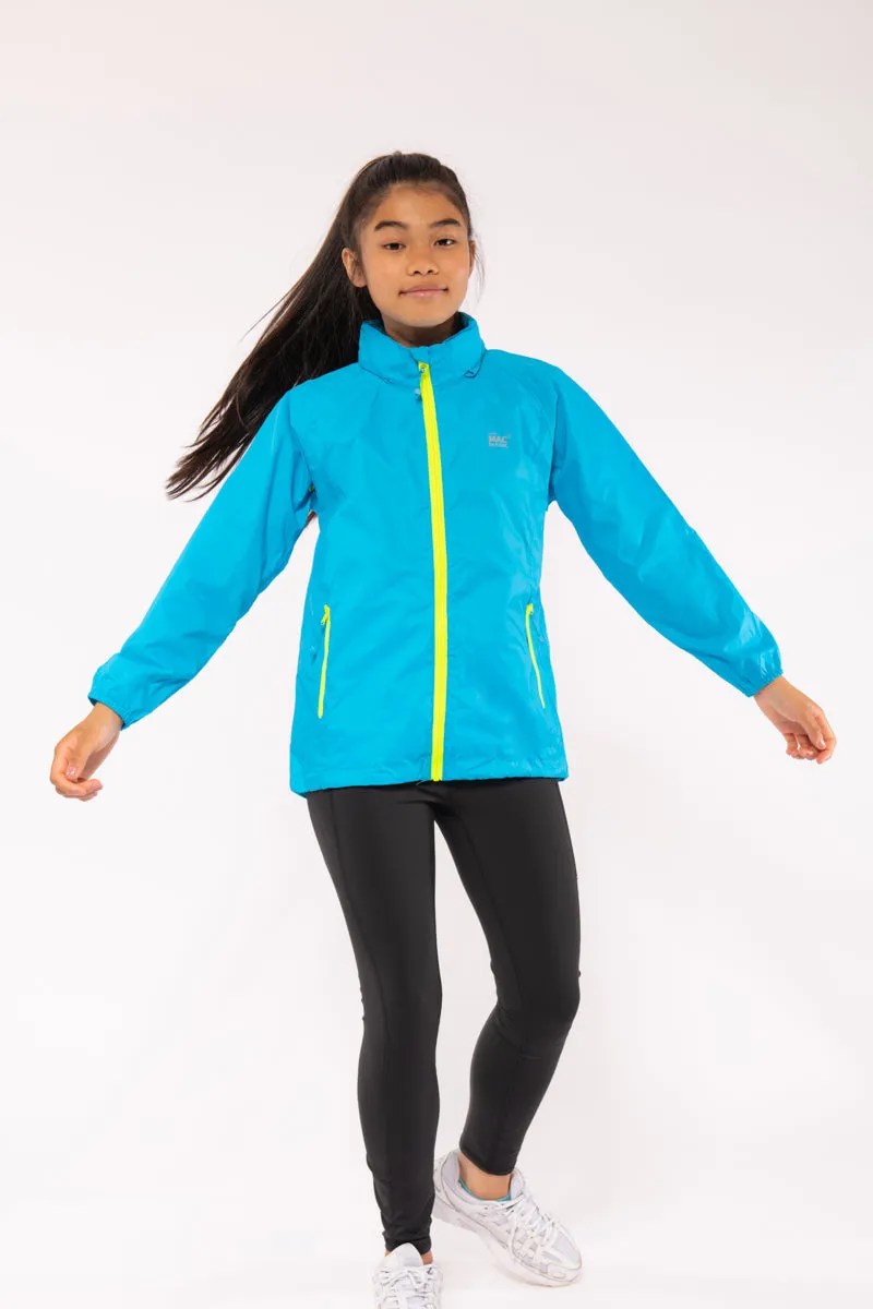 Origin Mini Packable Waterproof Kids Jacket - Neon Blue