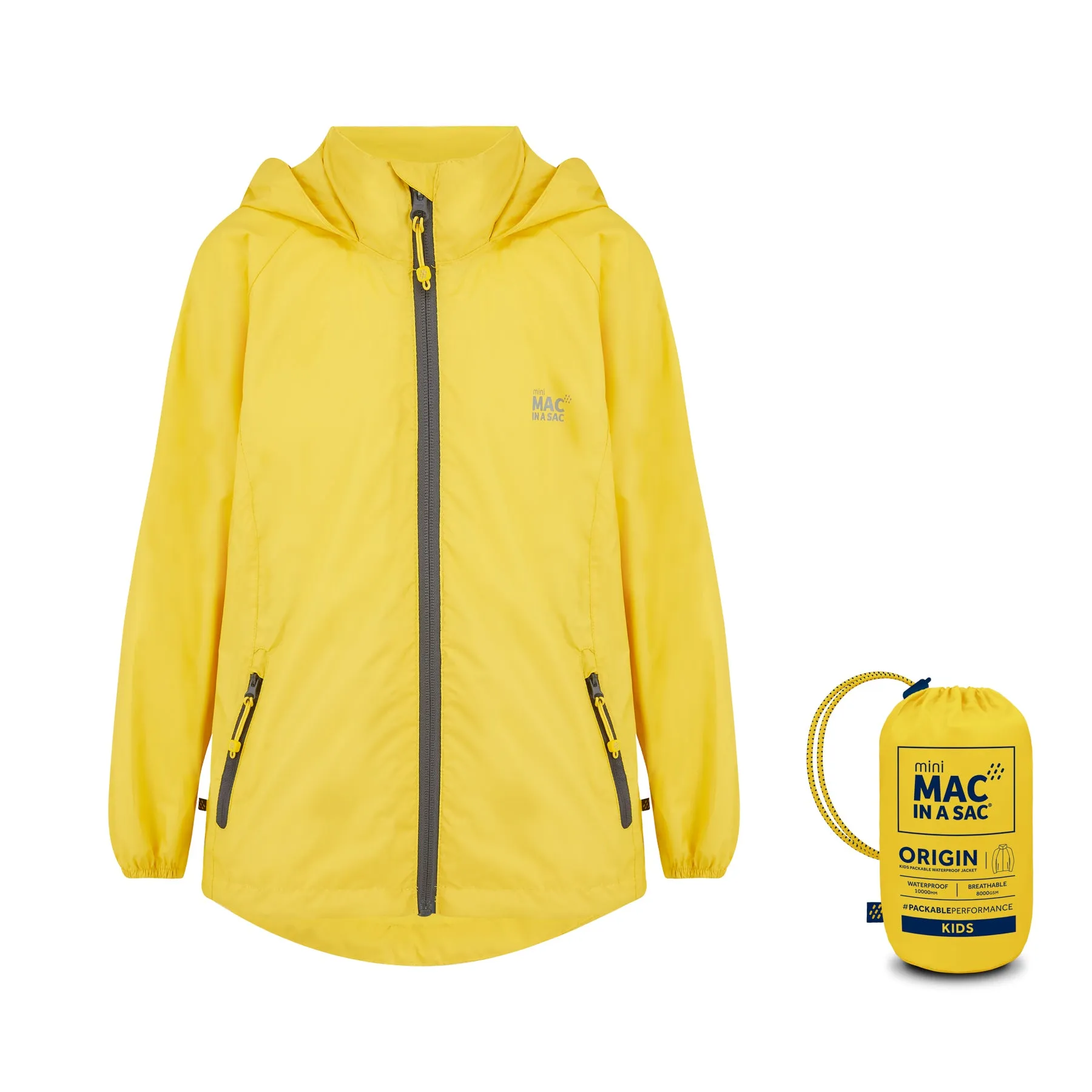 Origin Mini Packable Waterproof Kids Jacket - Yellow