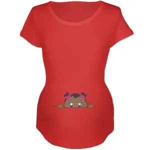 Peeking Baby Girl Multicultural African American Maternity Soft T Shirt