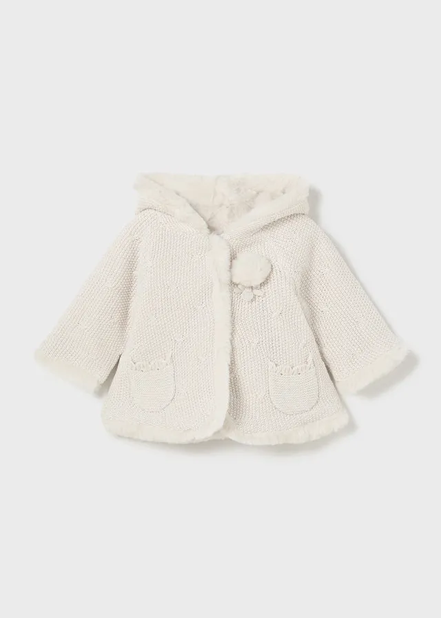 Pompom Knit Hoodie Cardigan