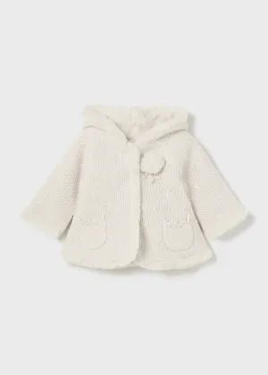 Pompom Knit Hoodie Cardigan