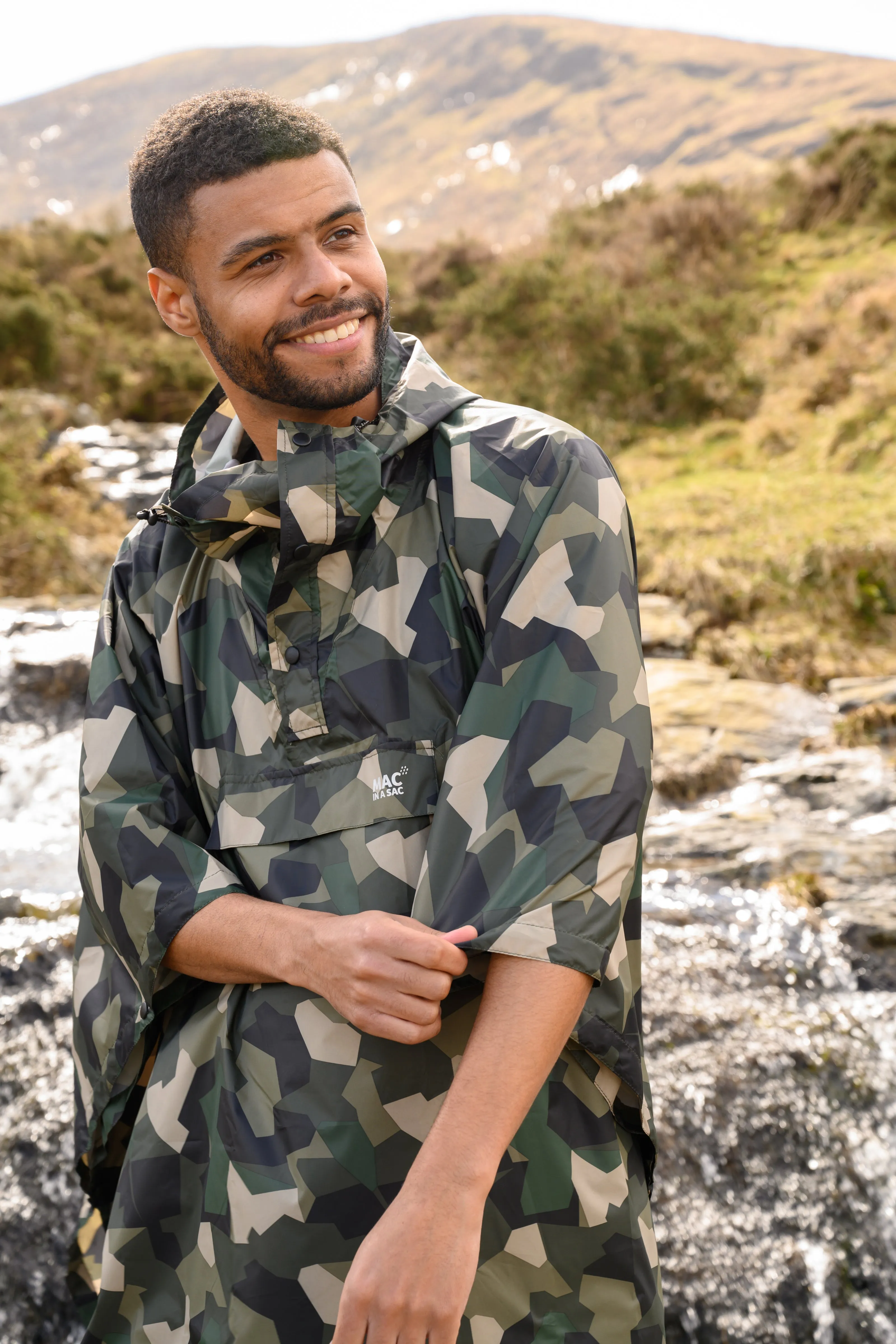 Poncho Packable Waterproof Cape - Green Camo