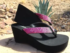 Pretty in Pink Ombre' Rockstar Swarovski Crystal Platform Flip-flops by Sparkle Steps
