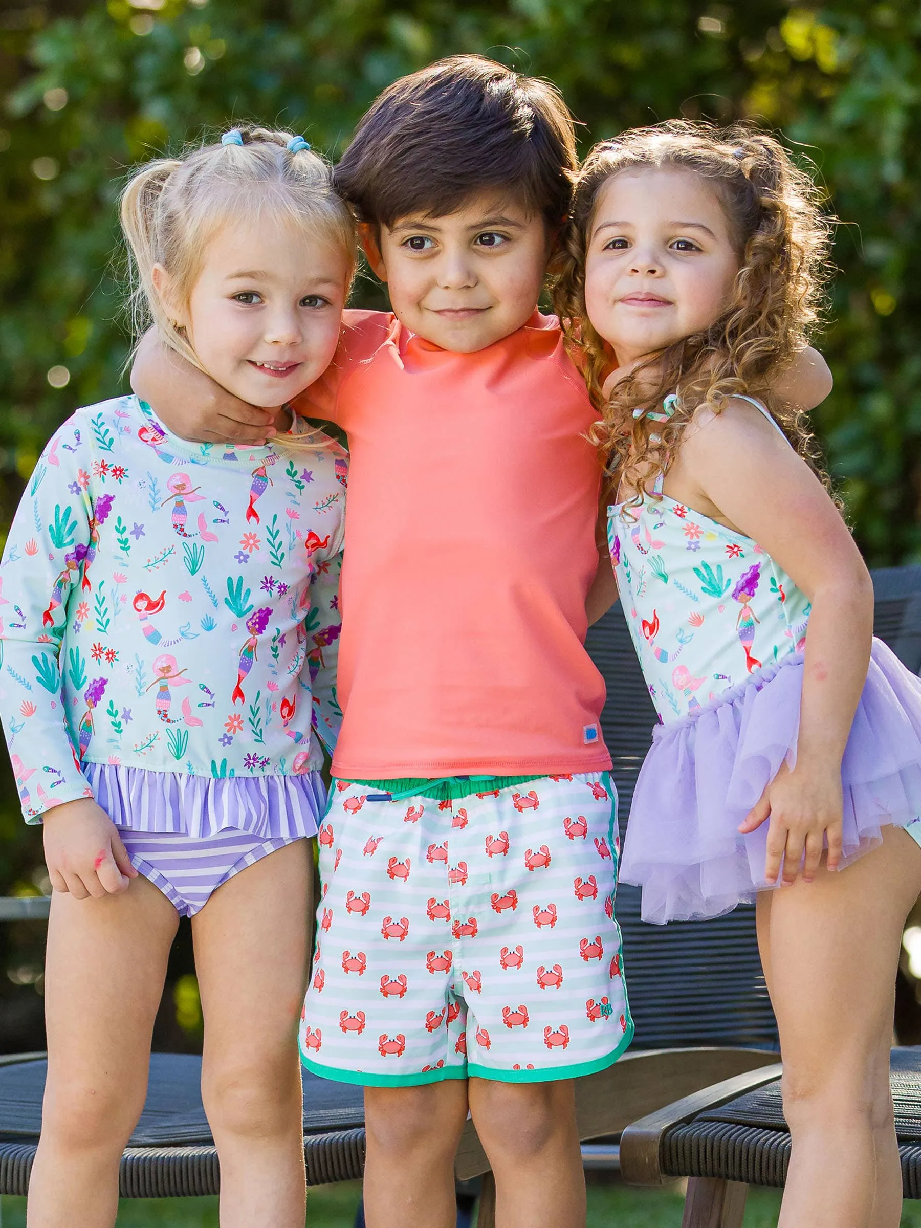 RuffleButts   RuggedButts - Boys Crabby Cove Dolphin Hem Swim Trunks