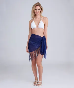 San Remo Beaded Sarong - Marine Blue