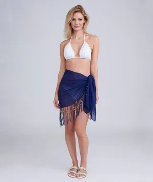 San Remo Beaded Sarong - Marine Blue