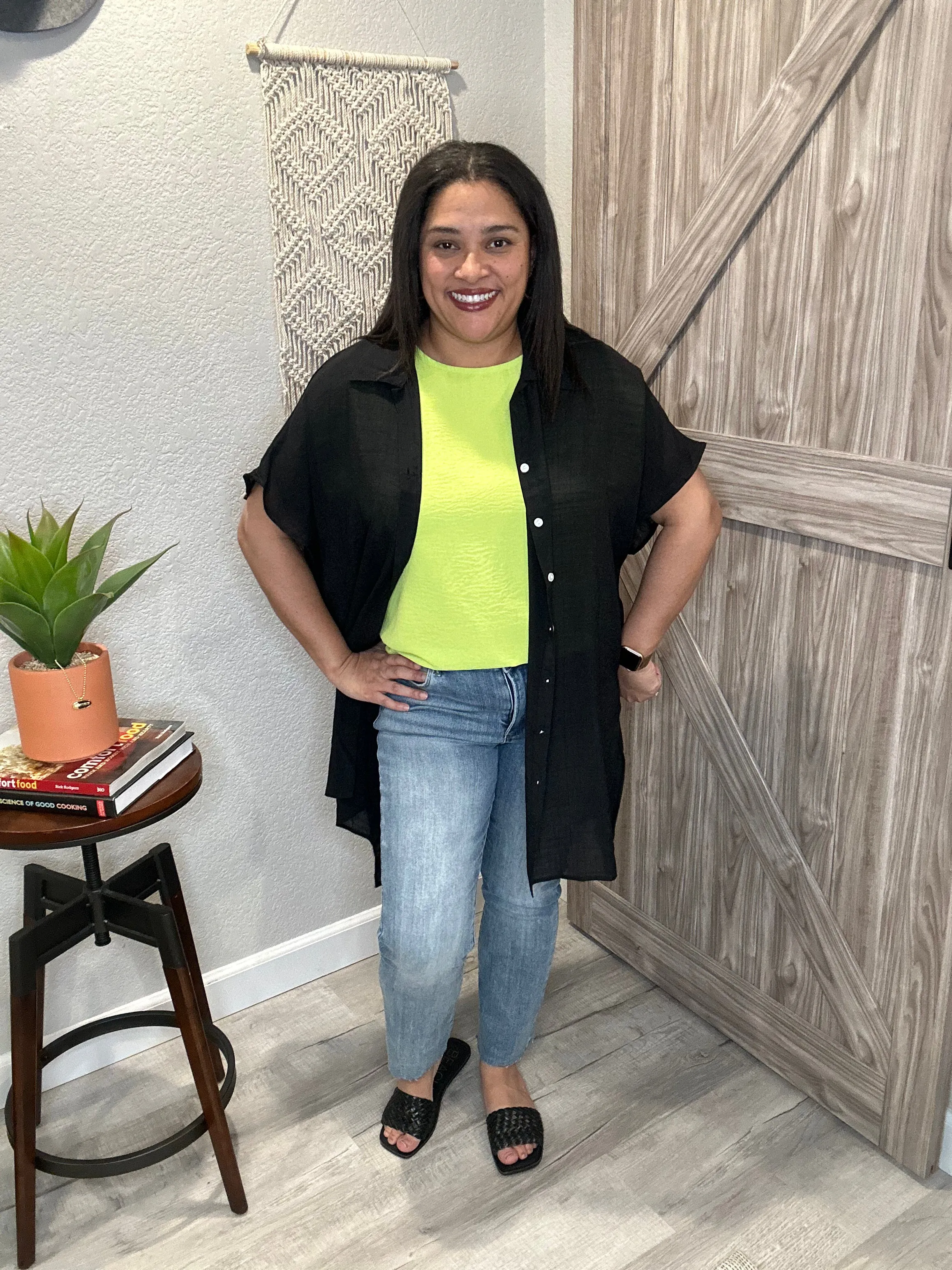 Sheer Summer Button Down Short Sleeve Tunic