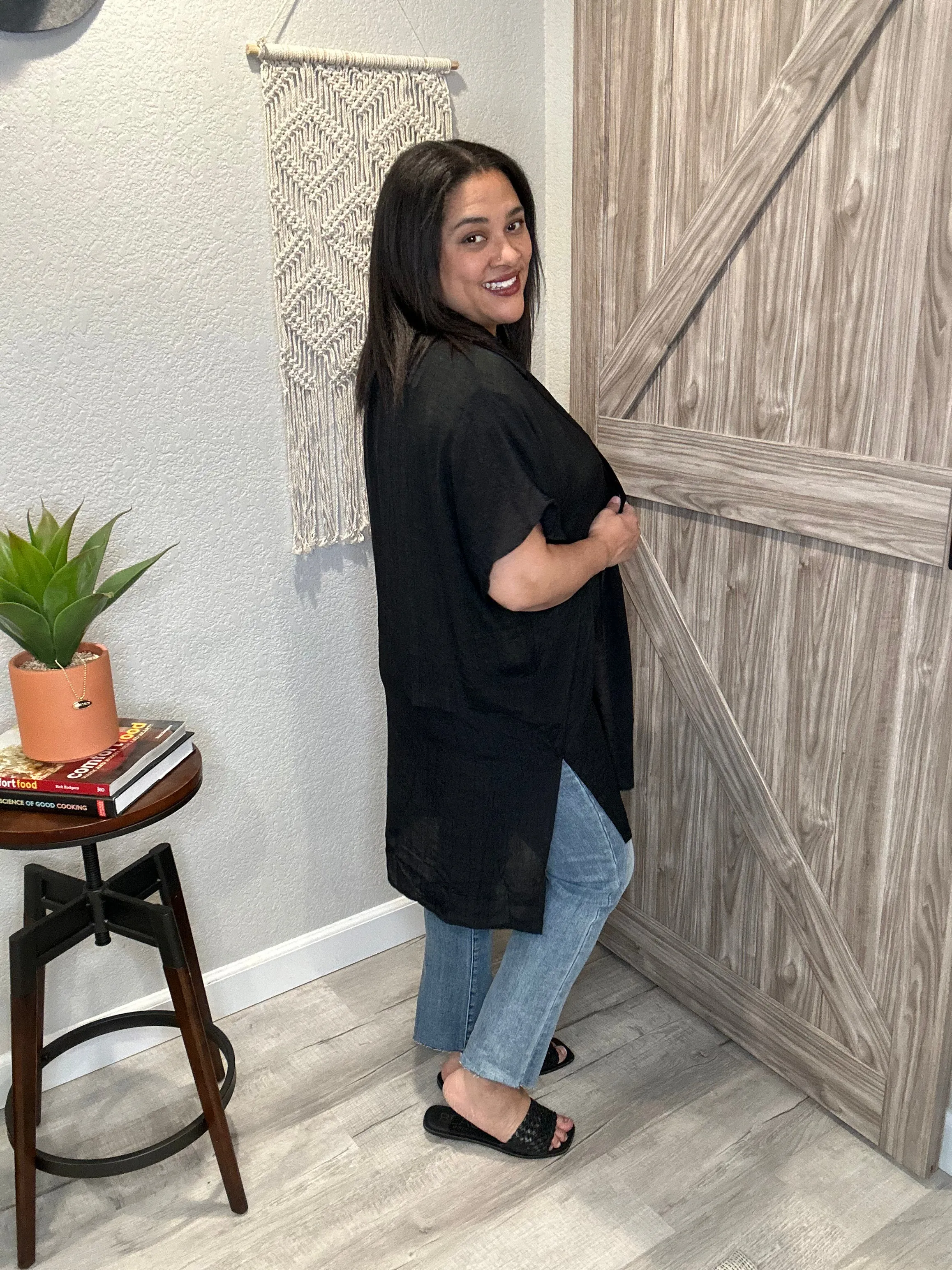 Sheer Summer Button Down Short Sleeve Tunic
