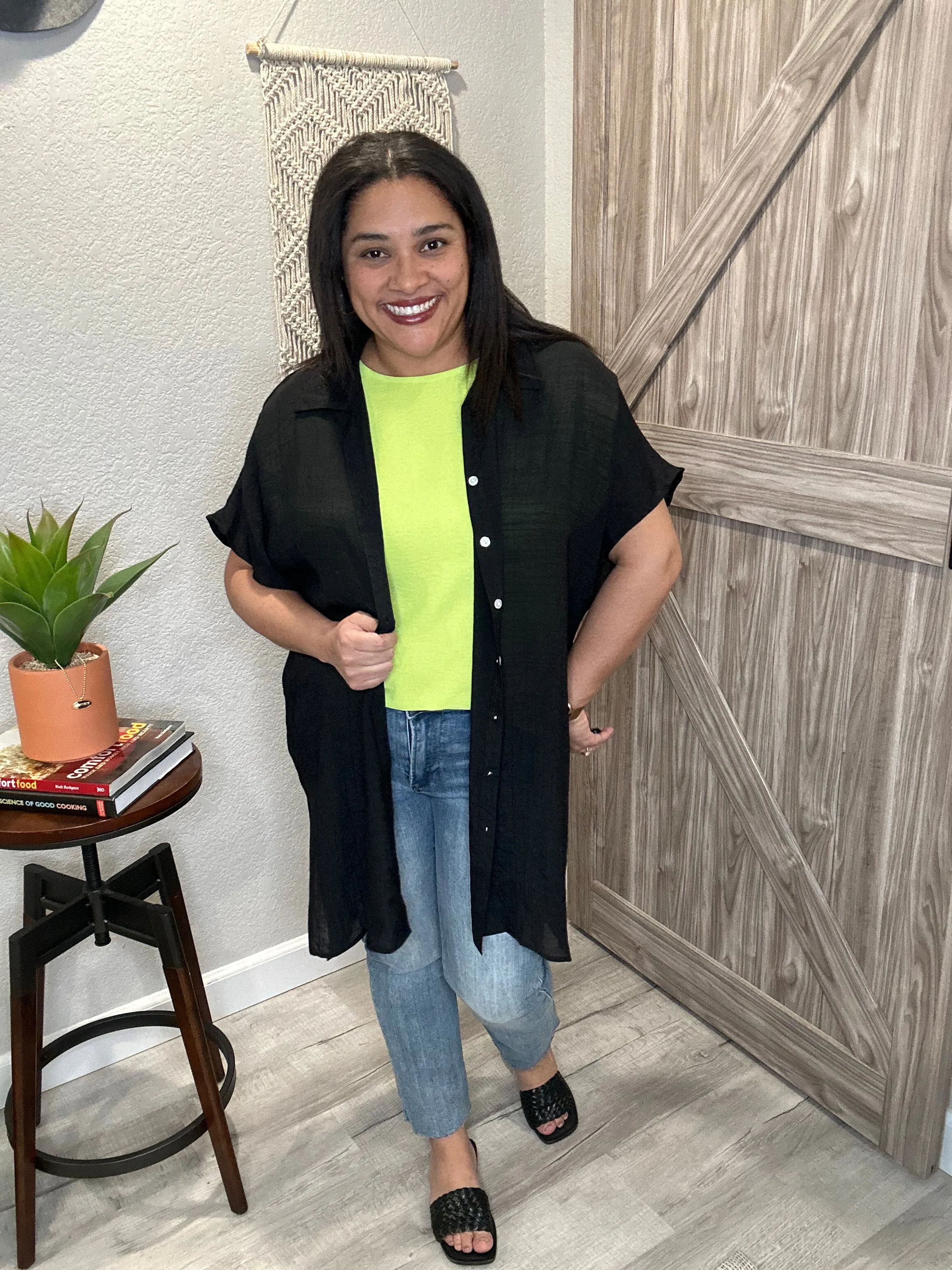 Sheer Summer Button Down Short Sleeve Tunic