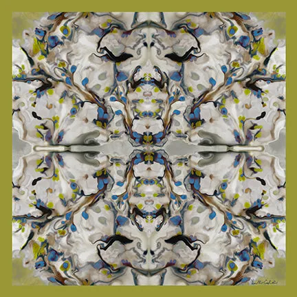 Silk Neckerchief Abstract Floral Golden Lime Riverside