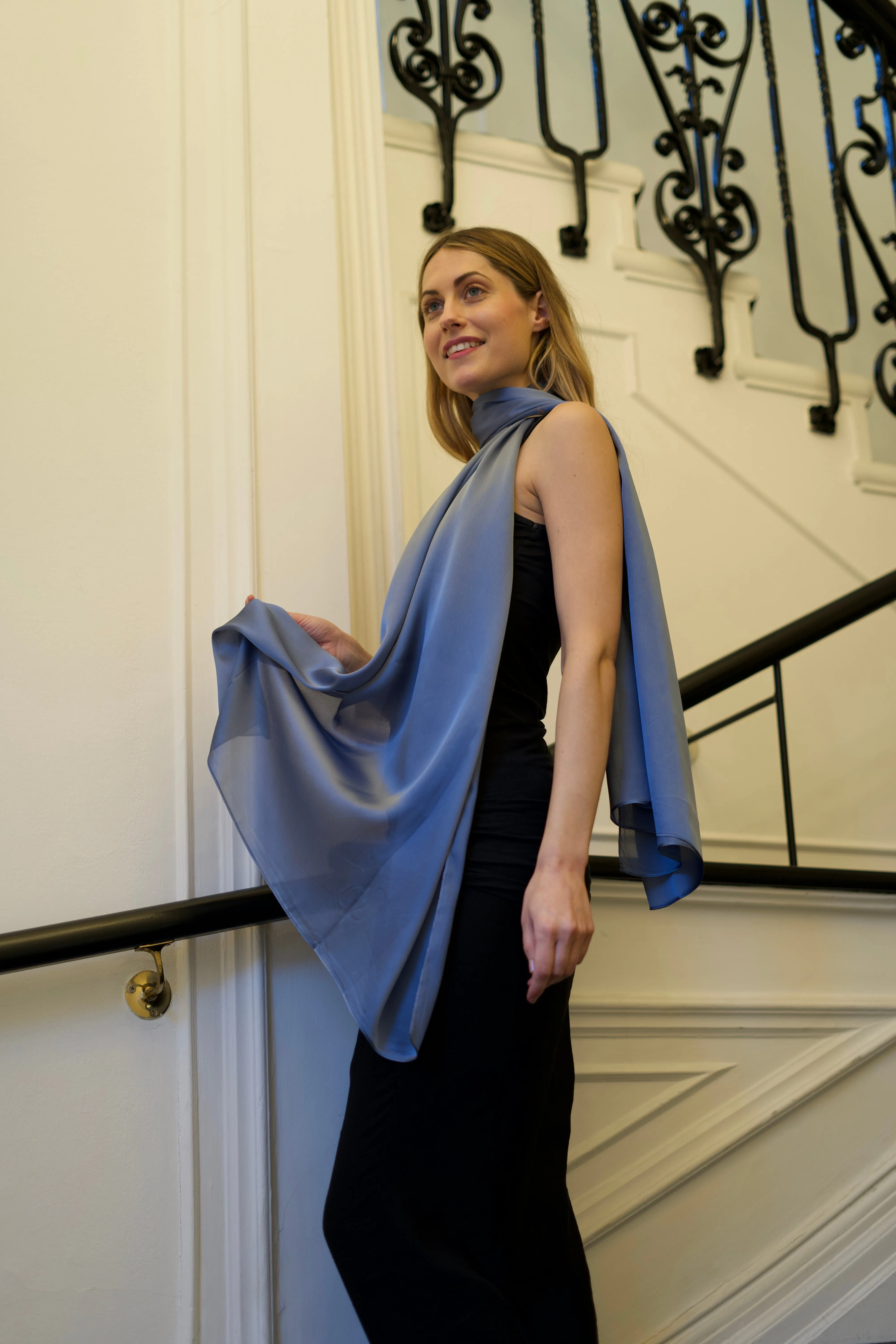 Sky Blue Soft Silk Scarf