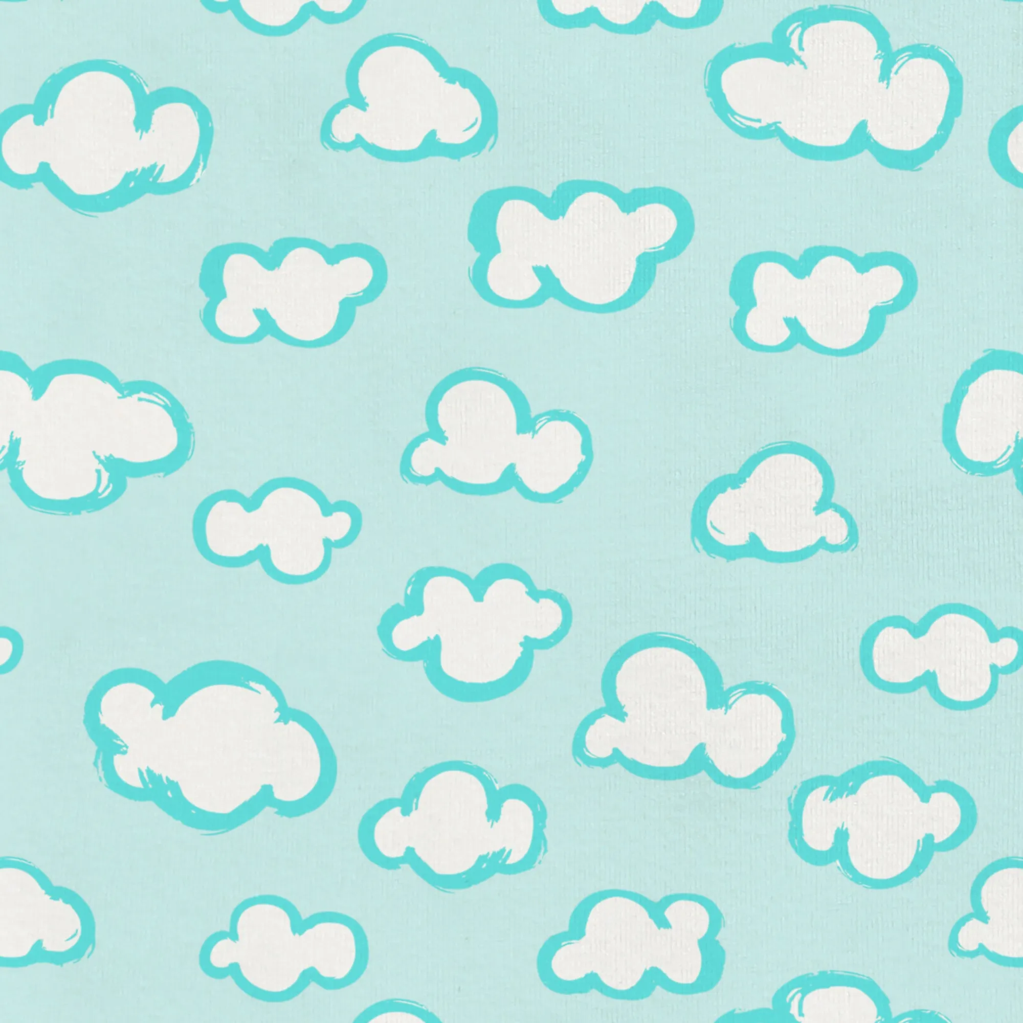 Sleep Suit 0.2 TOG (24-27°C) Turquoise Clouds Organic Cotton