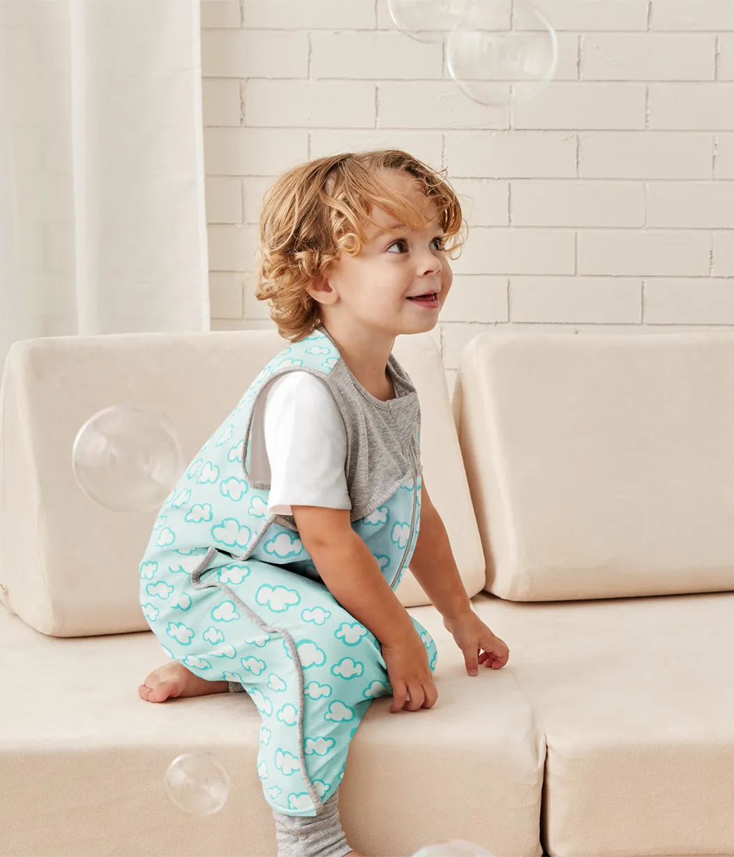 Sleep Suit 0.2 TOG (24-27°C) Turquoise Clouds Organic Cotton