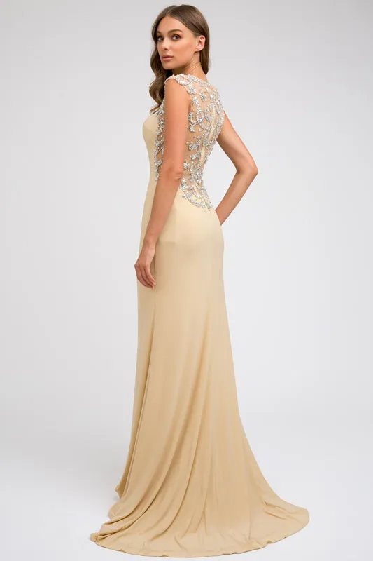 Sleeveless fitted evening gown