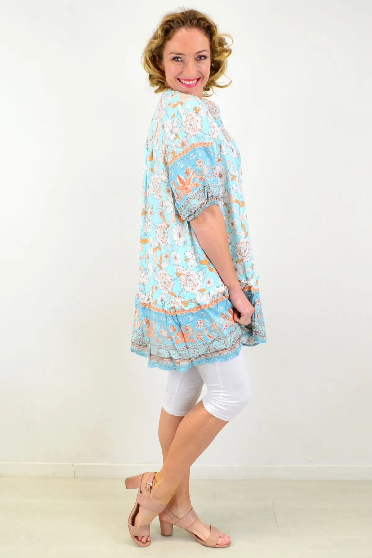 Spring Time Tassel Ruffle Tunic Top