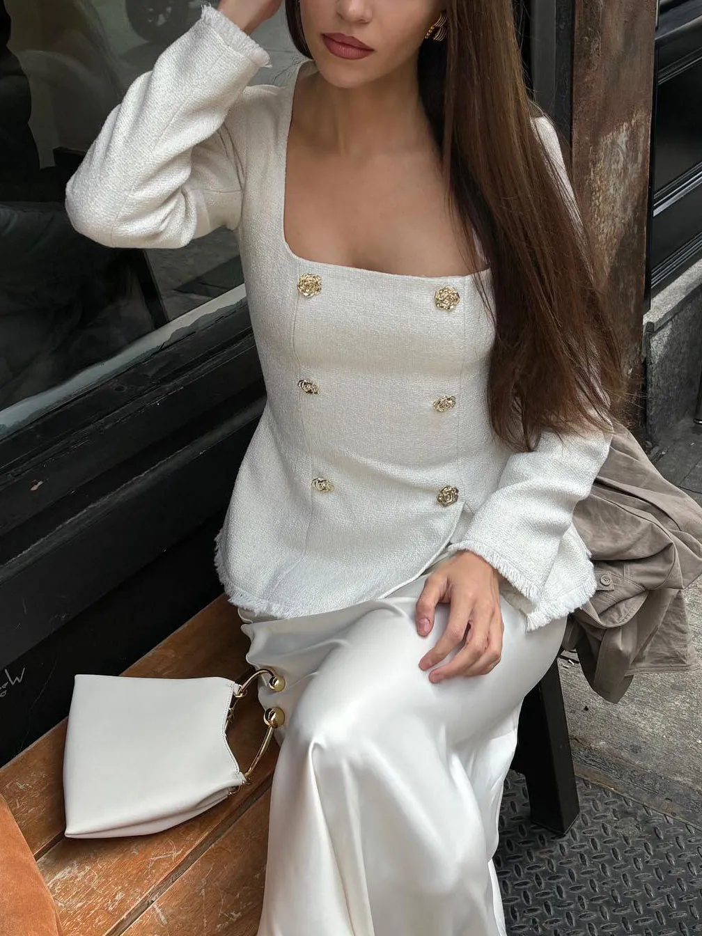 Square Neck Long Sleeve Blazer