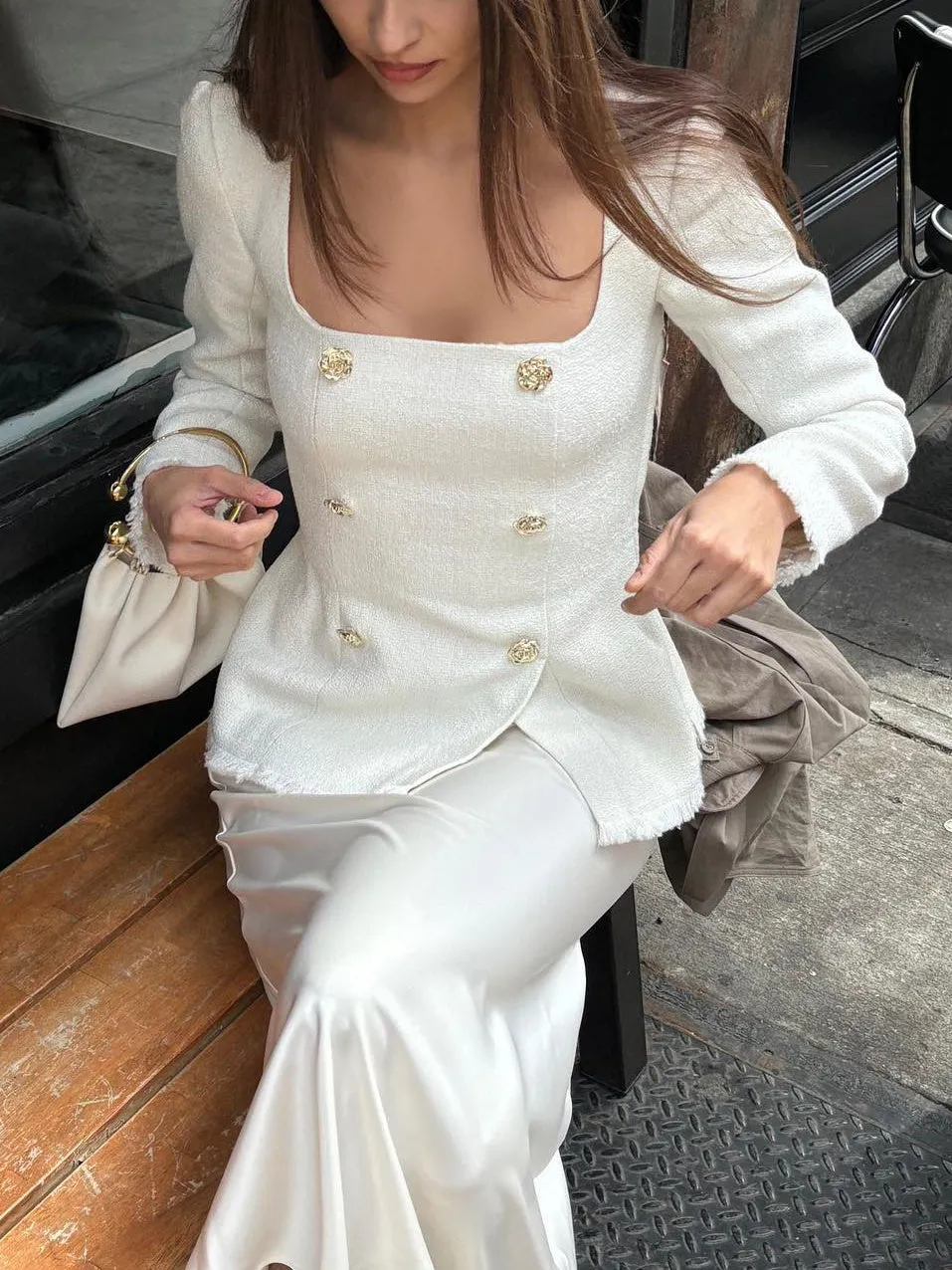 Square Neck Long Sleeve Blazer