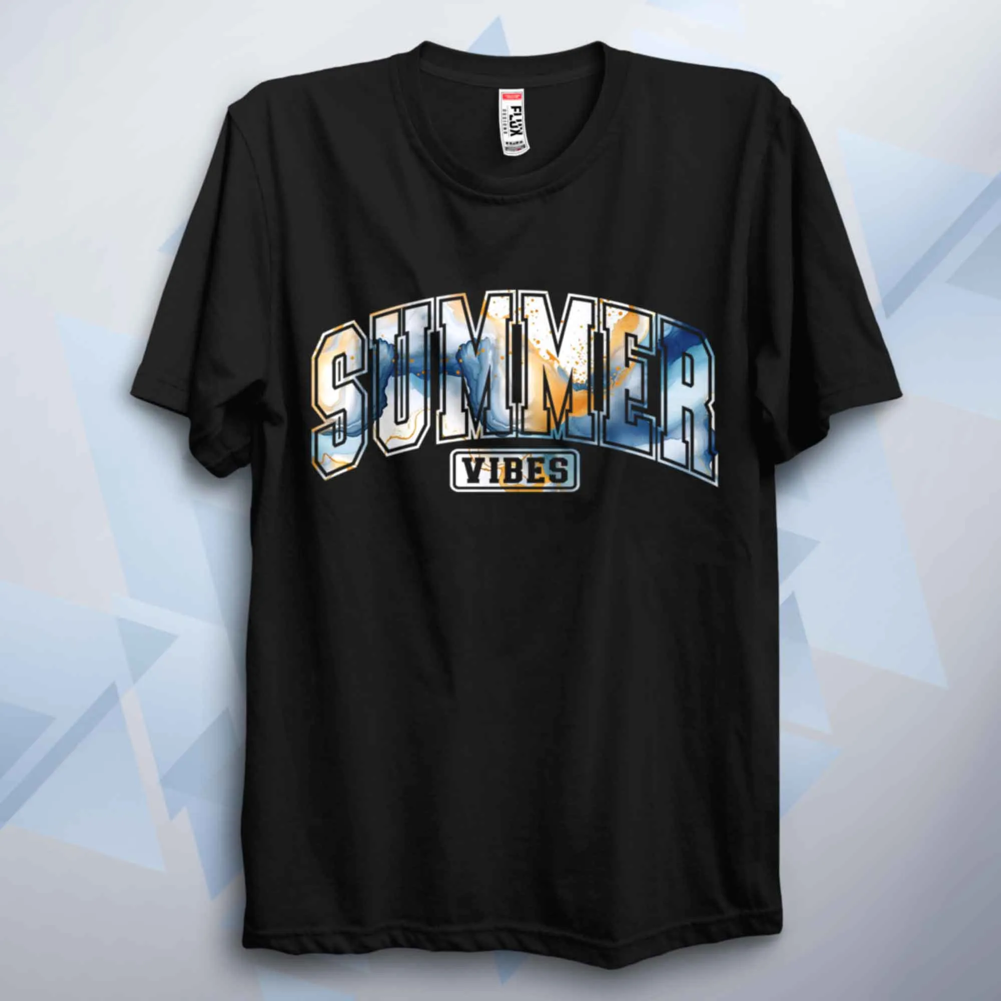 Summer Vibes Blue Gold Unisex Adult T Shirt