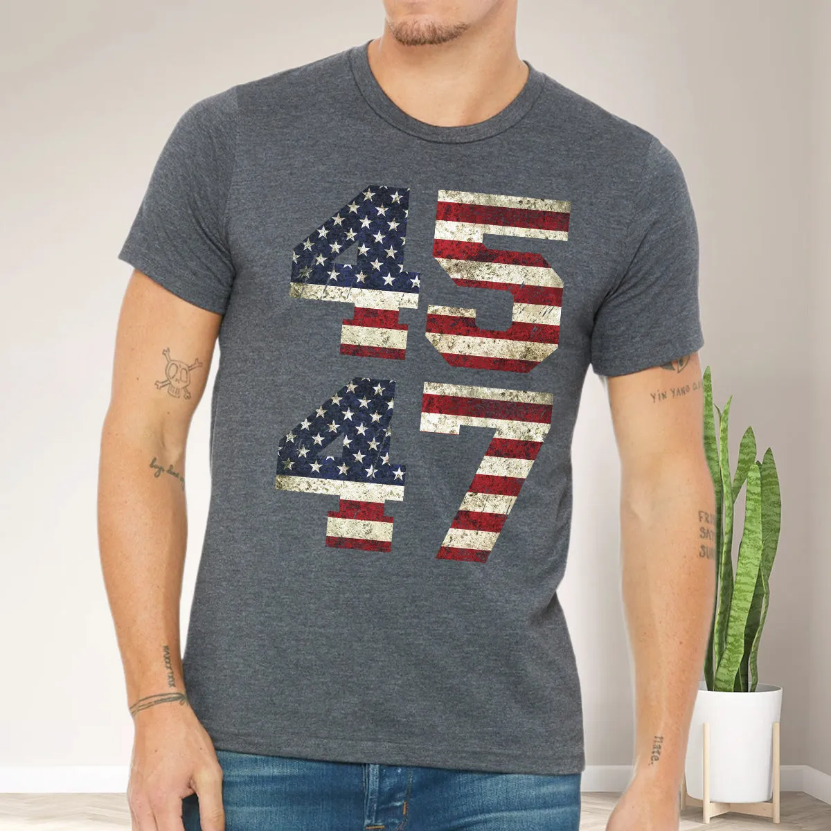Teesdily | 45 47 Shirt, 45 47 Vintage American Flag Patriot T-shirt, Take America Back Sweatshirt Hoodie Mug, Patriotic Tee, Gift For Men Women