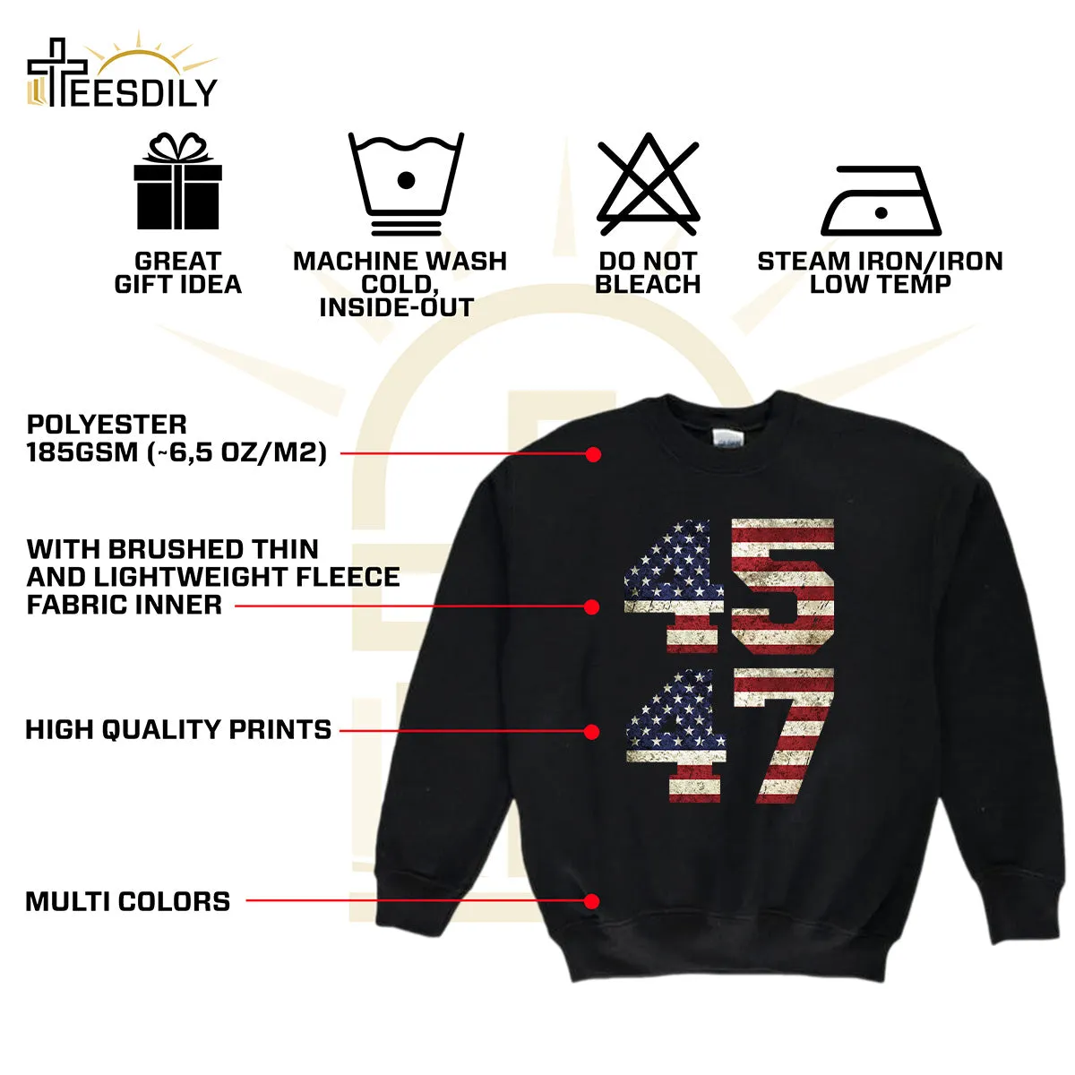 Teesdily | 45 47 Shirt, 45 47 Vintage American Flag Patriot T-shirt, Take America Back Sweatshirt Hoodie Mug, Patriotic Tee, Gift For Men Women