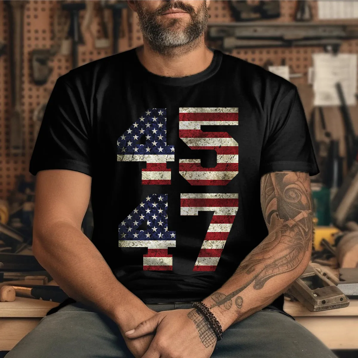 Teesdily | 45 47 Shirt, 45 47 Vintage American Flag Patriot T-shirt, Take America Back Sweatshirt Hoodie Mug, Patriotic Tee, Gift For Men Women