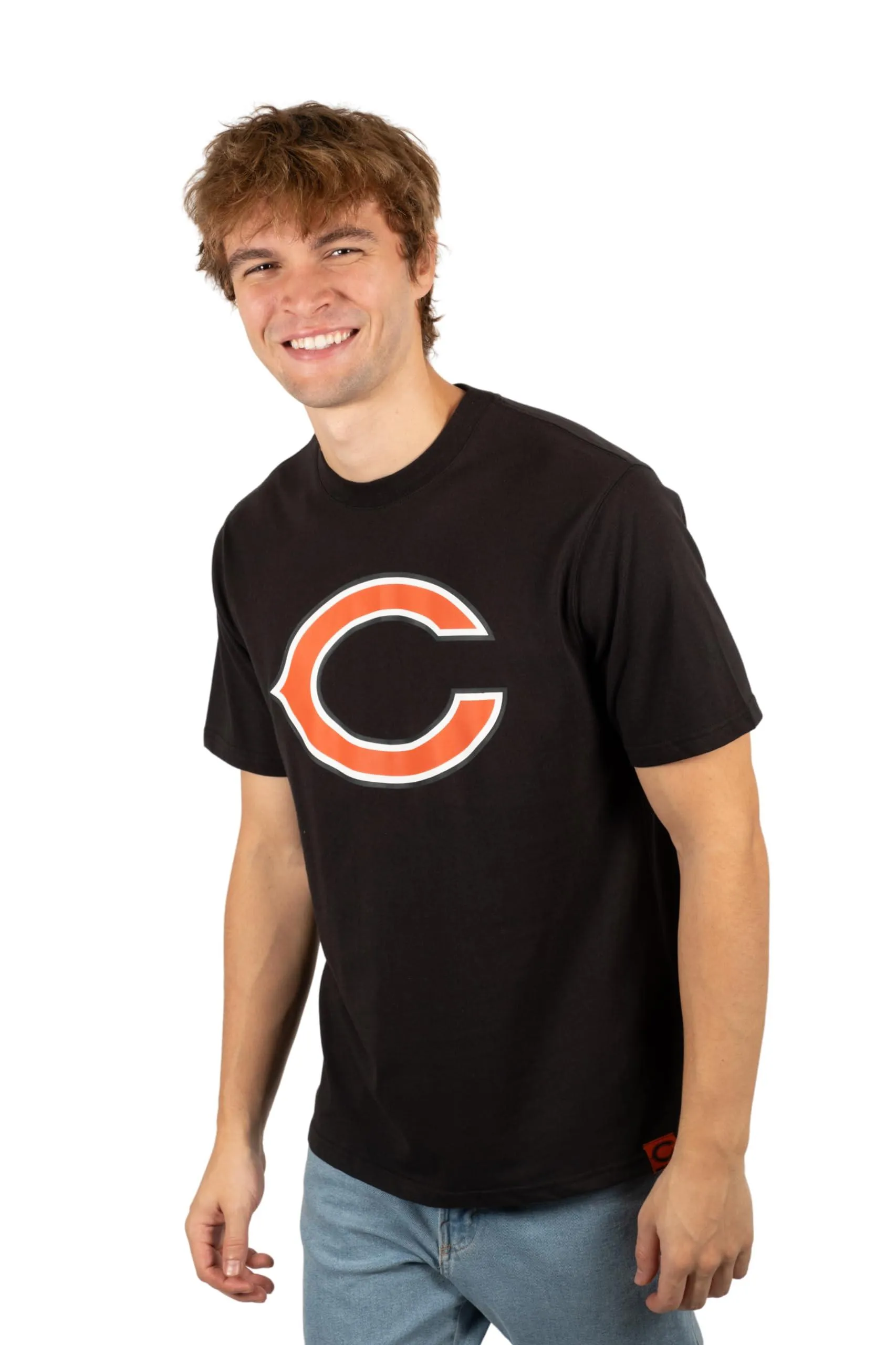 Ultra Game NFL Official Adults Super Soft Supreme Logo T-Shirt - Unisex, Chicago Bears, Black|Chicago Bears