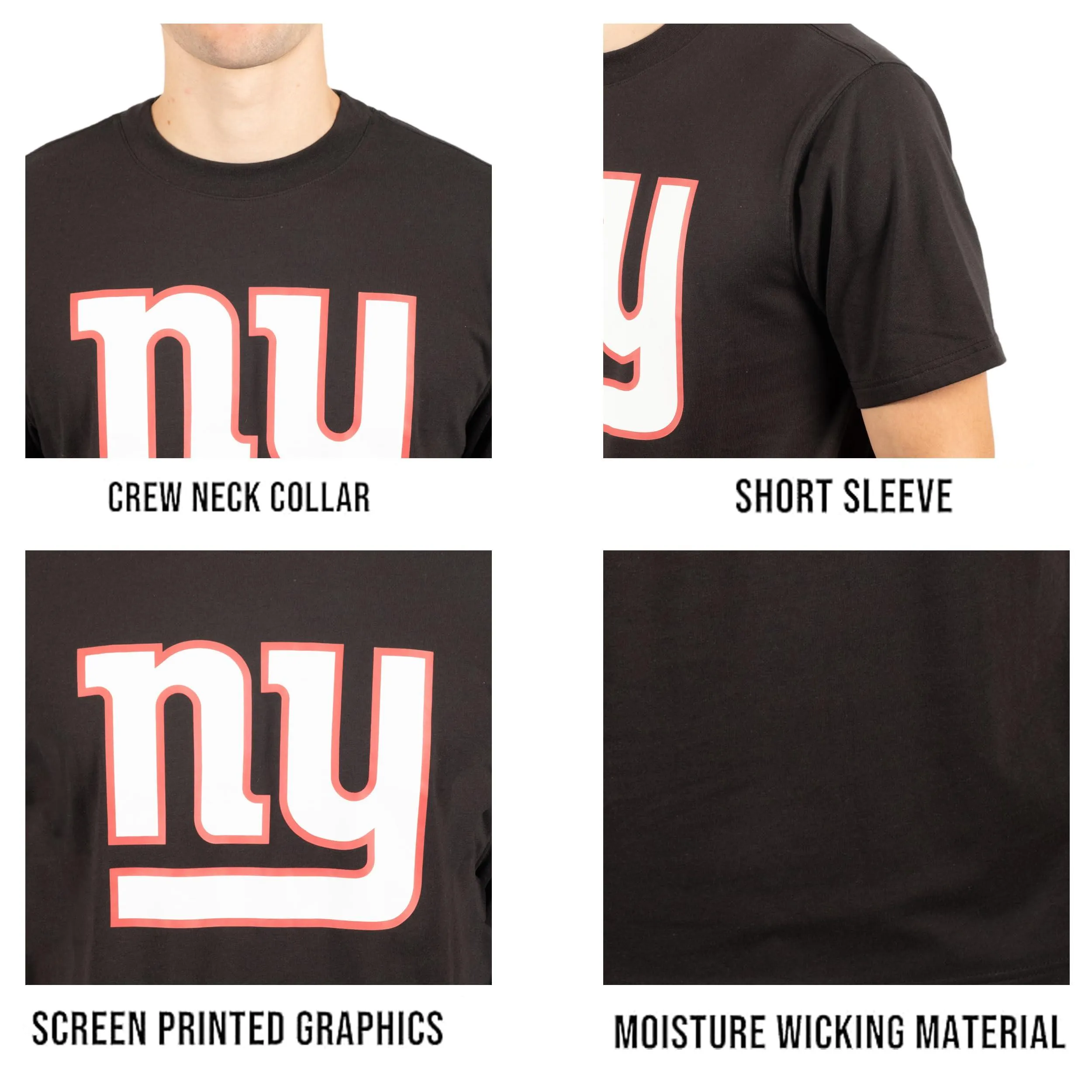Ultra Game NFL Official Adults Super Soft Supreme Logo T-Shirt - Unisex, New York Giants, Black|New York Giants