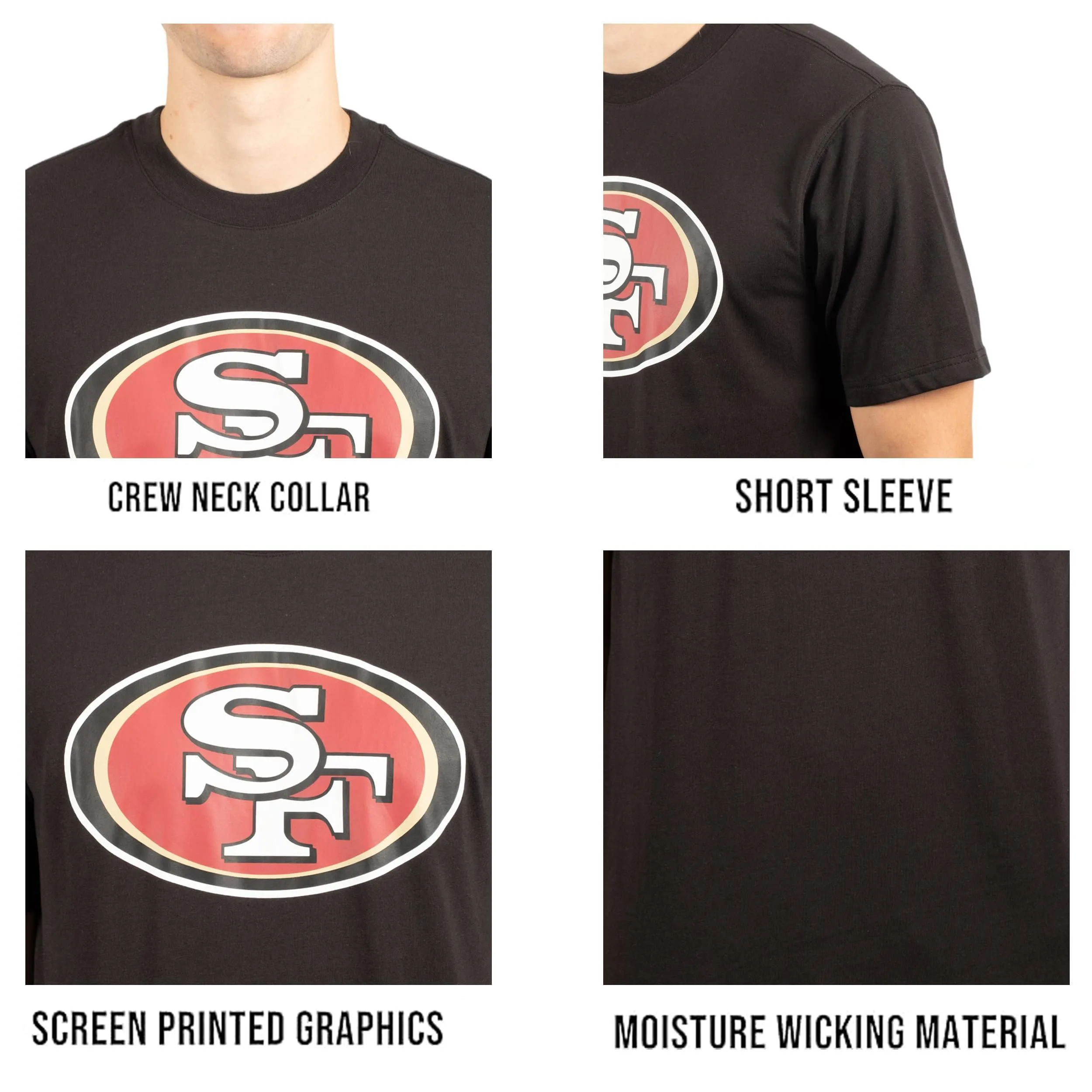 Ultra Game NFL Official Adults Super Soft Supreme Logo T-Shirt - Unisex, San Francisco 49ers, Black|San Francisco 49ers