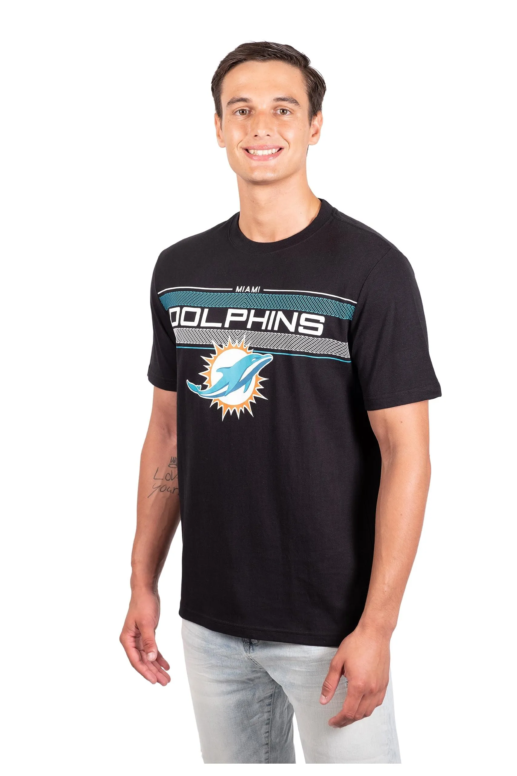 Ultra Game NFL Official Adults Super Soft Ultimate Game Day T-Shirt - Unisex, Miami Dolphins, Team Color|Miami Dolphins