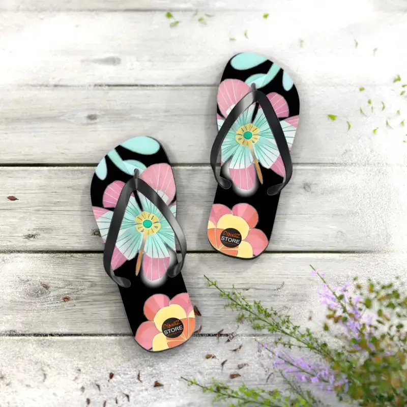 Unisex Flip Flops with Large Beautiful Flowers