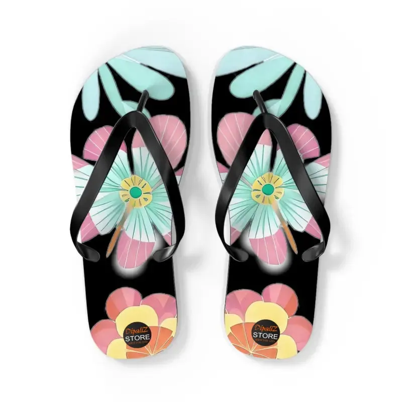 Unisex Flip Flops with Large Beautiful Flowers