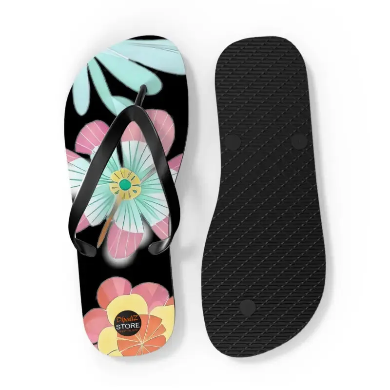 Unisex Flip Flops with Large Beautiful Flowers